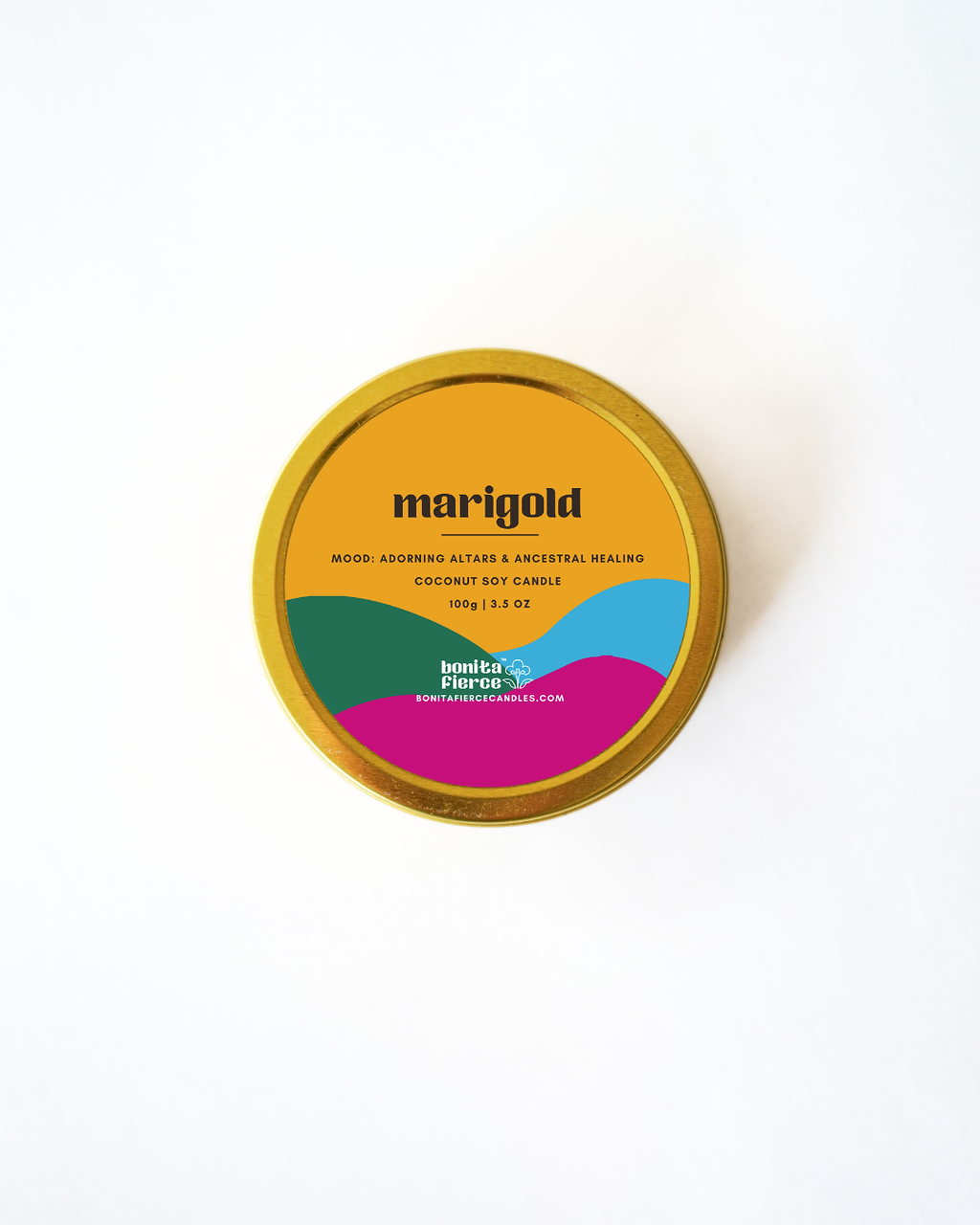 Marigold Candle Tin | Dia De Los Muertos Candle
