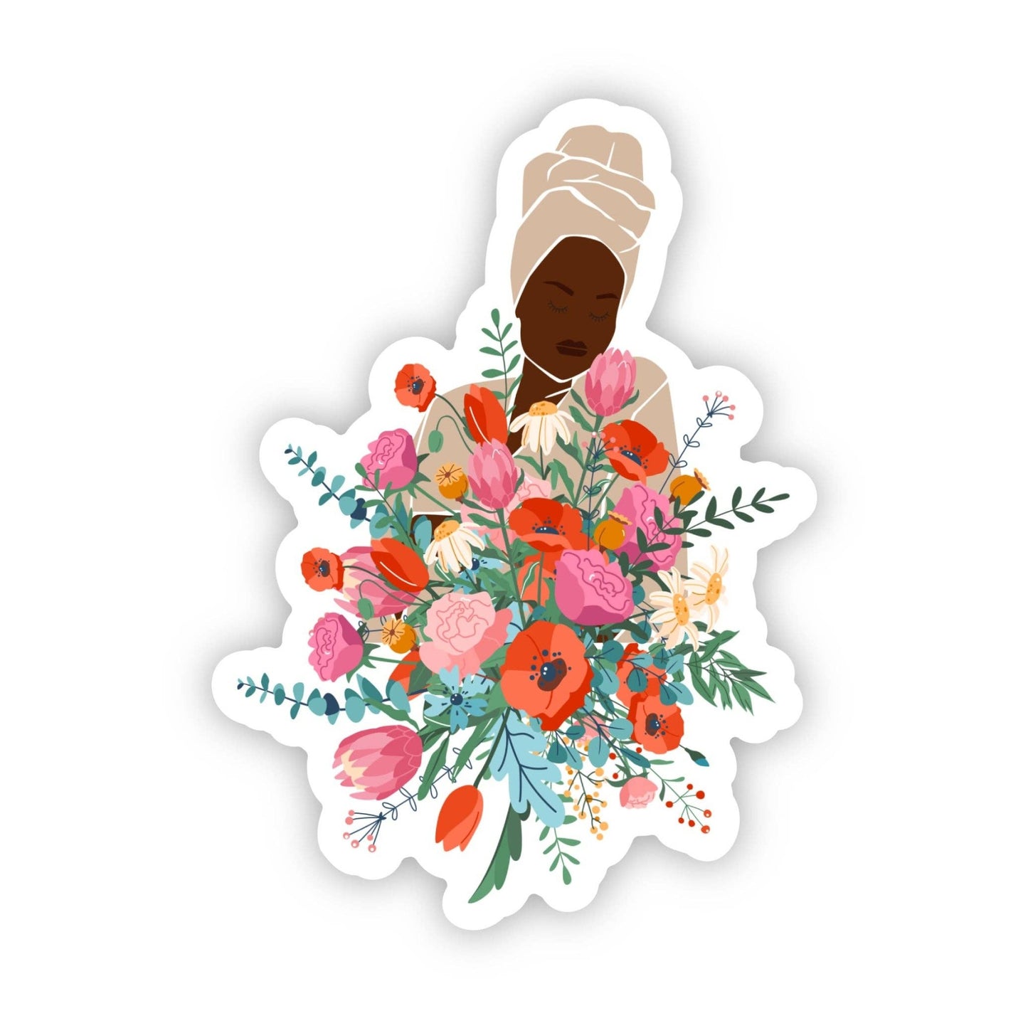 Bloom | Black Woman Abundance Sticker | Flowers - S34 - Tuma's Books