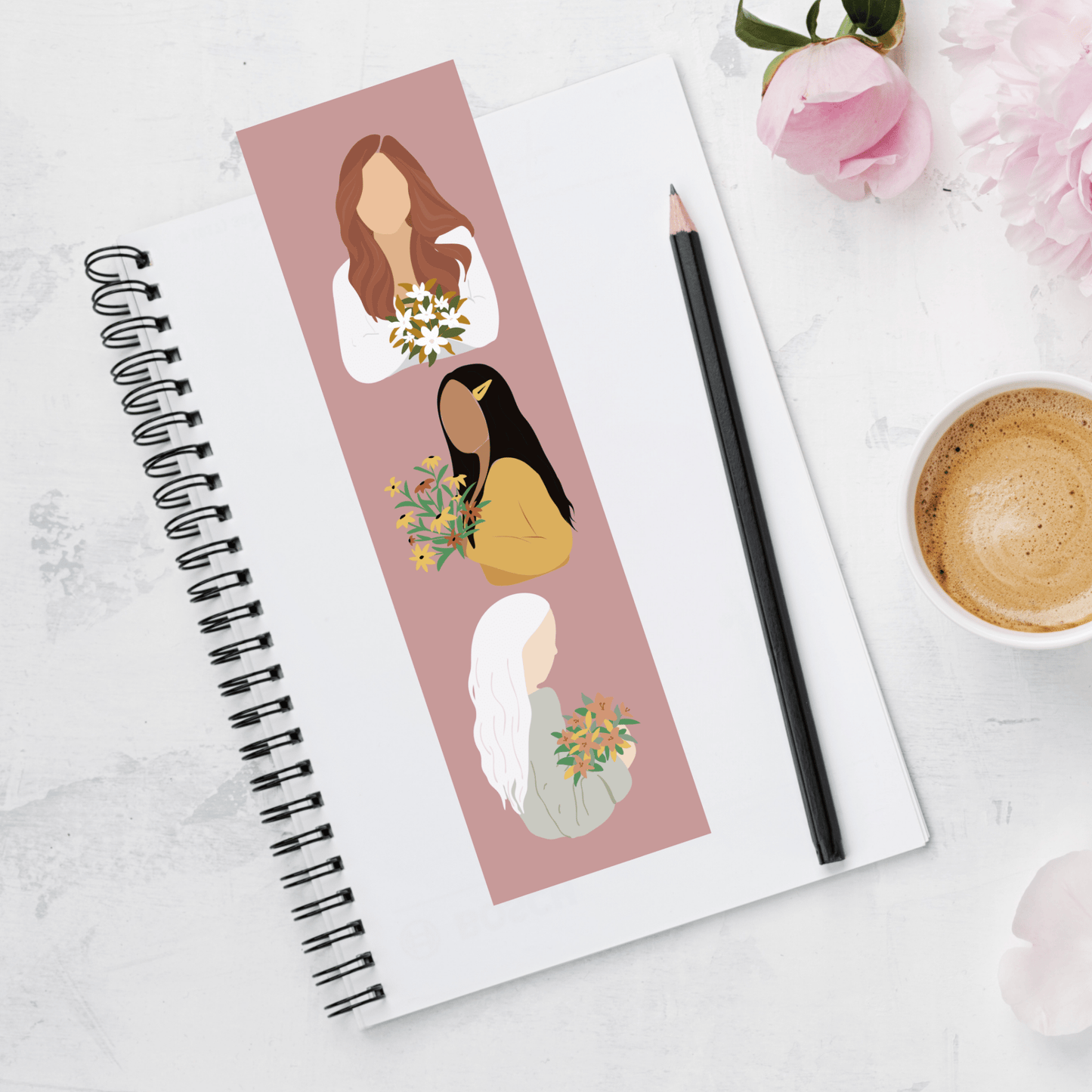 Bohemian Flower Girl Laminated Bookmark (Purple Background) - Zella & Co. - Tuma's Books