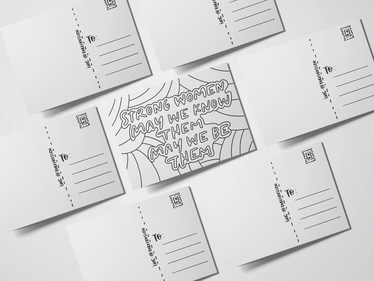 Feminist Themed Coloring Postcards | Set of 5 - Tuma's Books