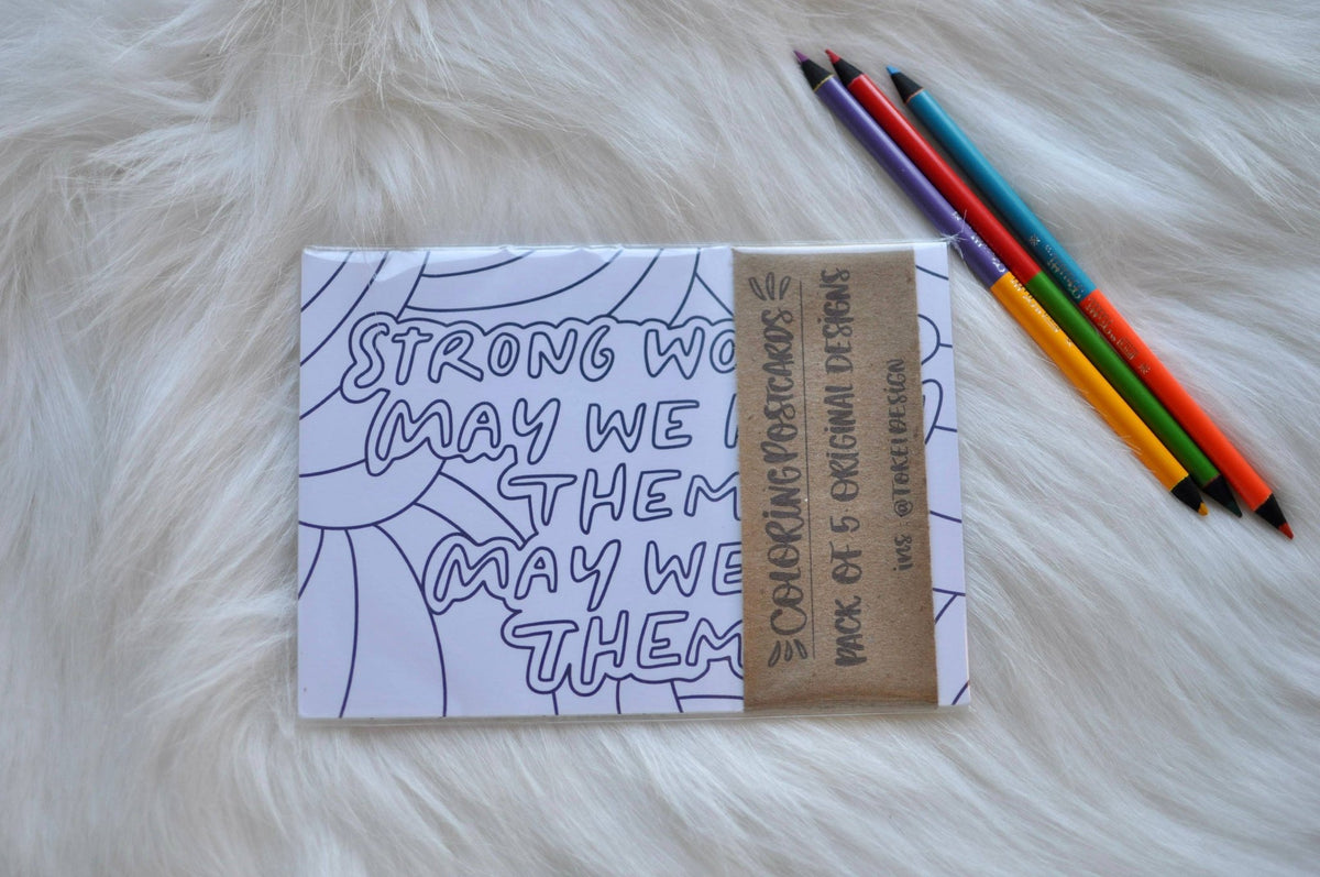 Feminist Themed Coloring Postcards | Set of 5 - Tuma's Books