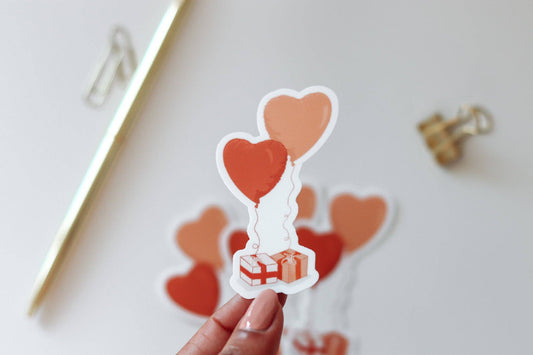 Heart Balloons and Presents Vinyl Sticker - 85086659 - Tuma's Books