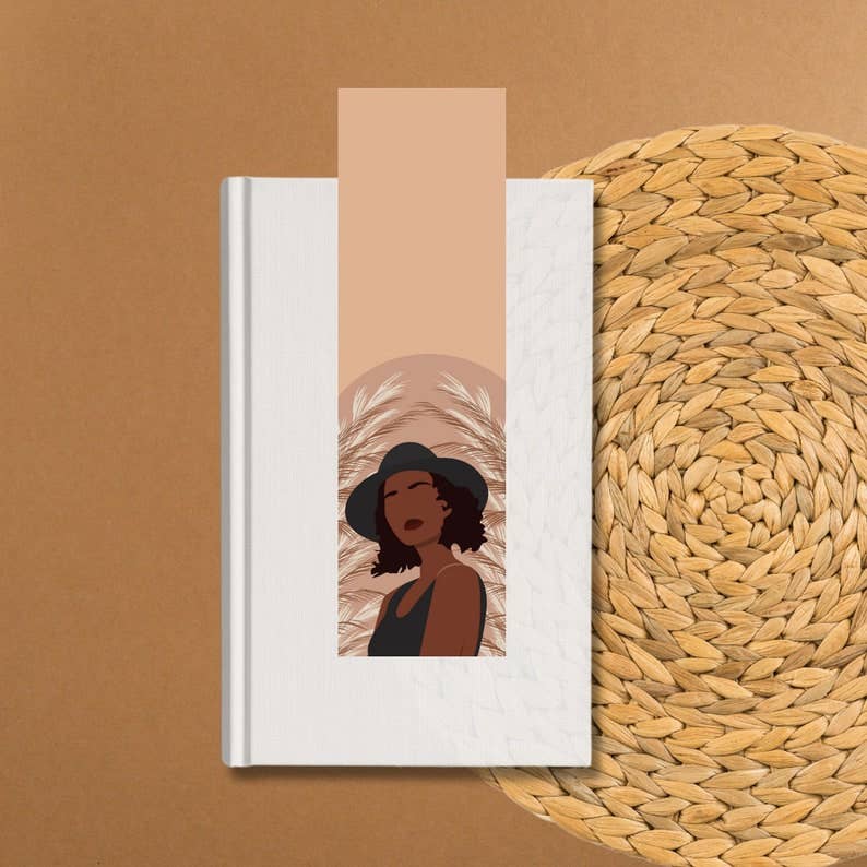 Laminated Neutral Black Woman Bookmark - Zella & Co. - Tuma's Books