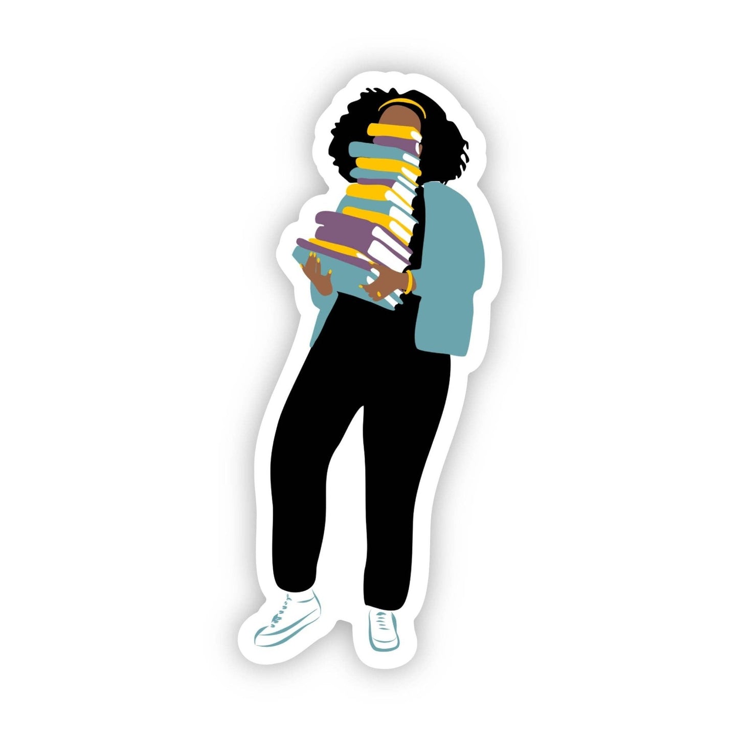 My Book Stack Sticker | Black Girl | Book Lovers | African American - S12 - Tuma's Books