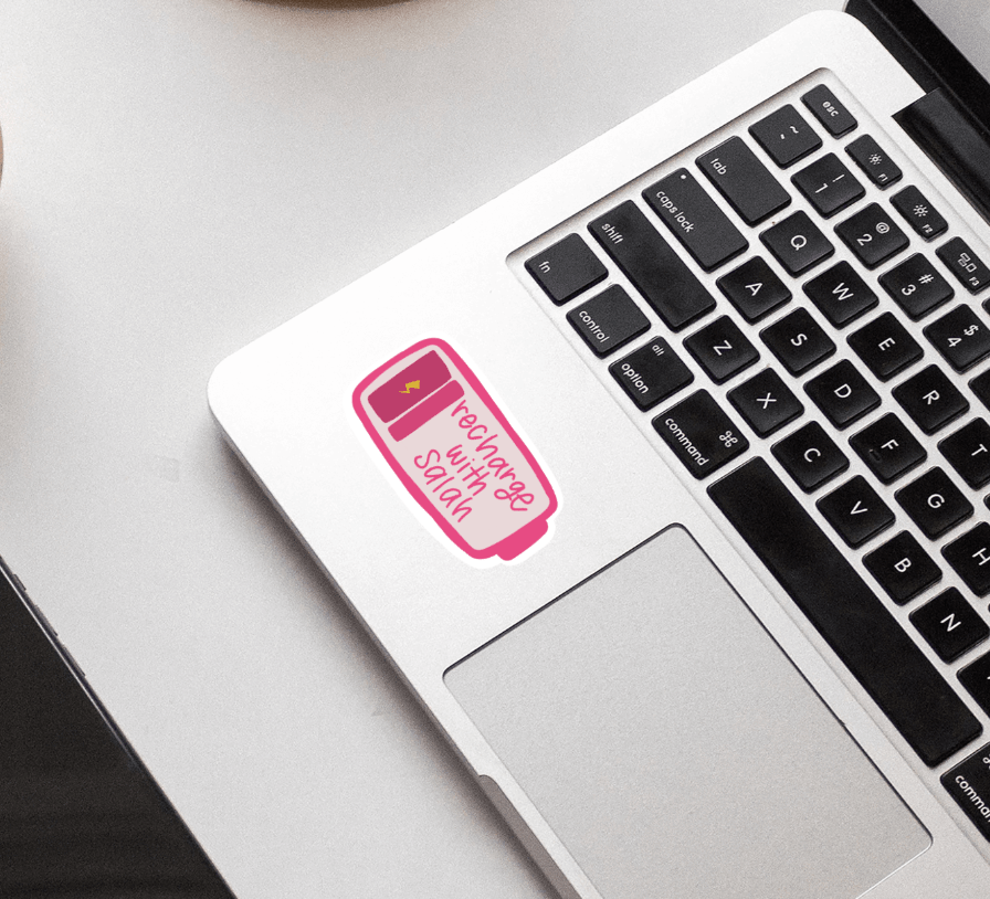 Recharge With Salah Battery Vinyl Glossy Die Cut Sticker - Tuma's Books