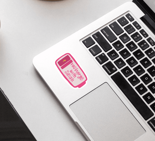 Recharge With Salah Battery Vinyl Glossy Die Cut Sticker - Tuma's Books
