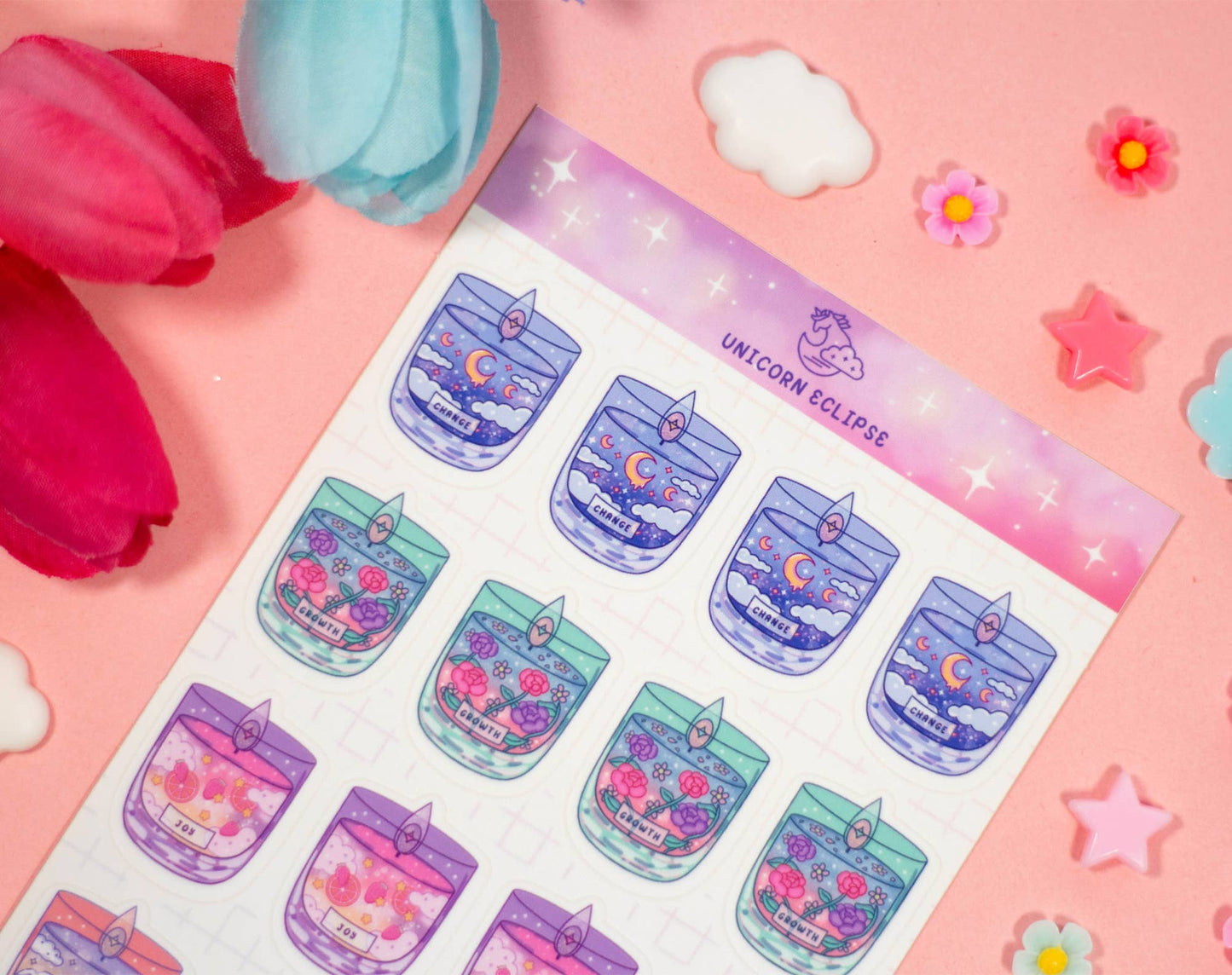 Affirmation Candles Sticker Sheet - Tuma's Books