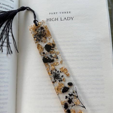 Black Floral Resin Bookmark - Tuma's Books