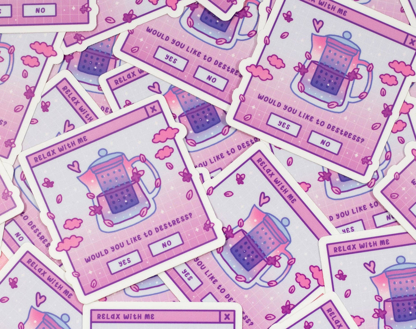 Destress Tea Kettle Sticker - Tuma's Books