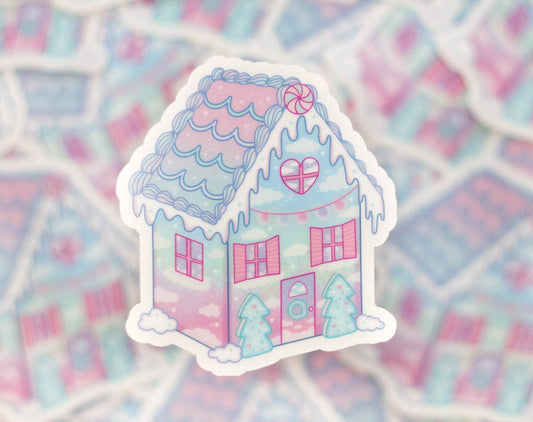Gingerbread House Clear Sticker - Tuma's Books