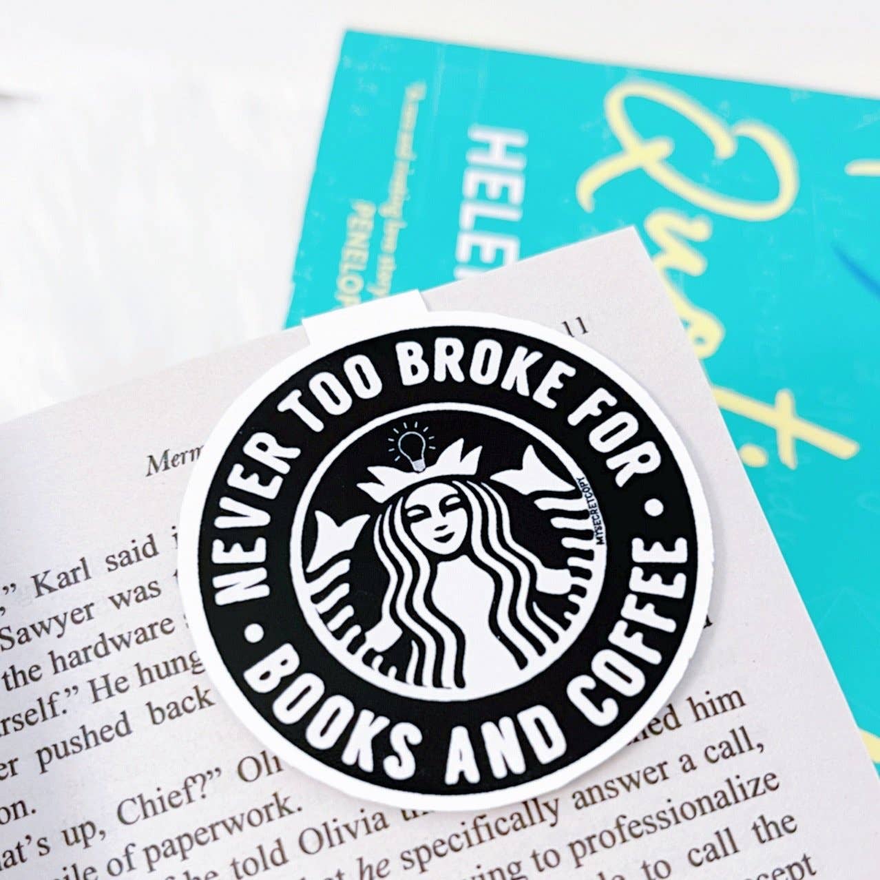 Never Too Broke for Books and Coffee Magnetic Bookmark - Tuma's Books