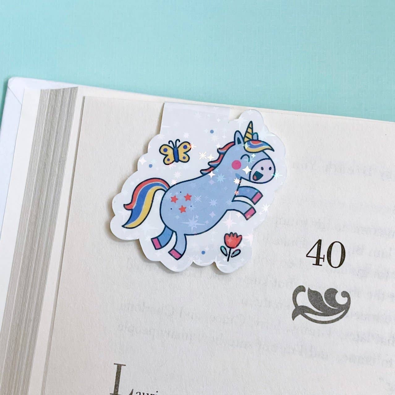 Purple Holographic Unicorn Magnetic Bookmark - Tuma's Books