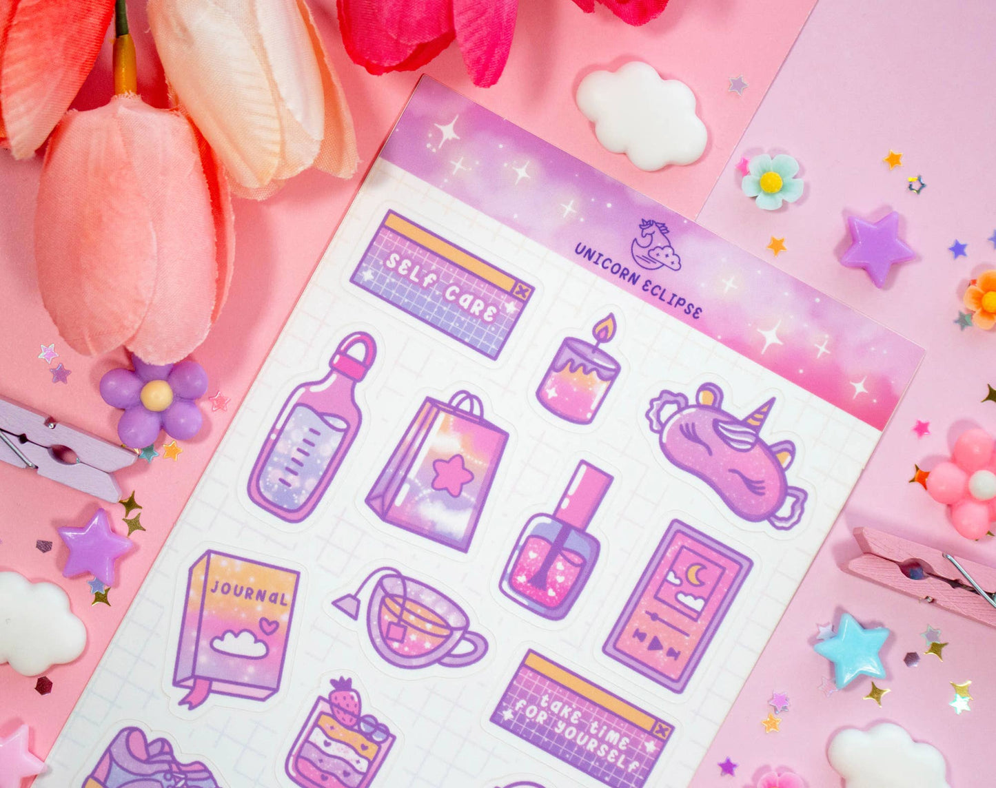 Self Care Sticker Sheet - Tuma's Books