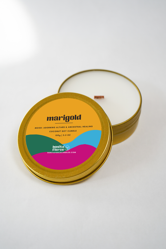 Marigold Candle Tin | Dia De Los Muertos Candle