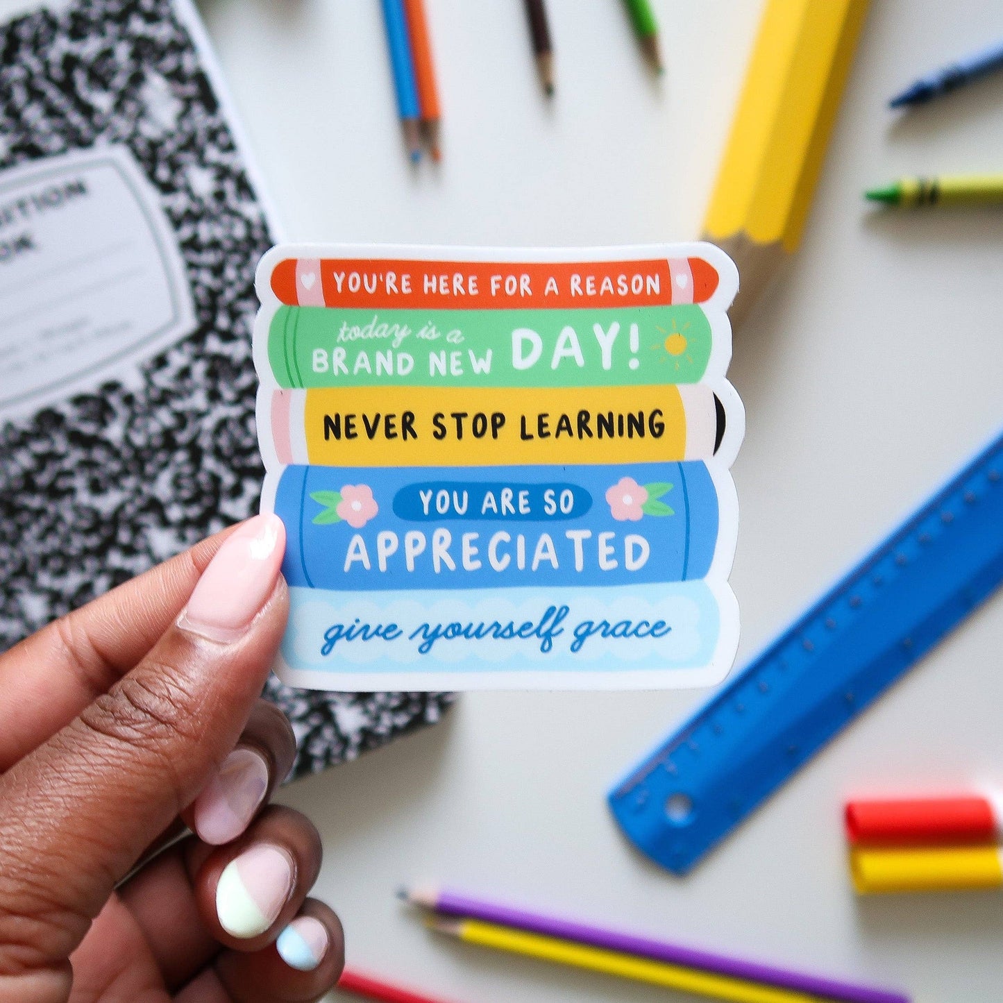 Encouragement Stack Sticker, Teacher Appreciation Vinyl Gift