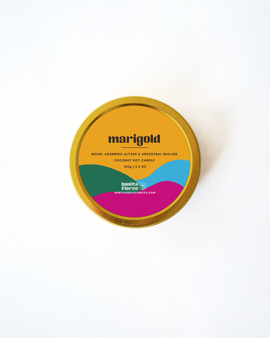 Marigold Candle Tin | Dia De Los Muertos Candle