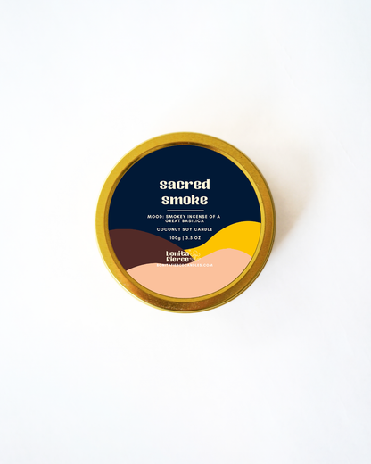 Sacred Smoke Candle Tin | Frankincense, Myrrh, Oud Candle