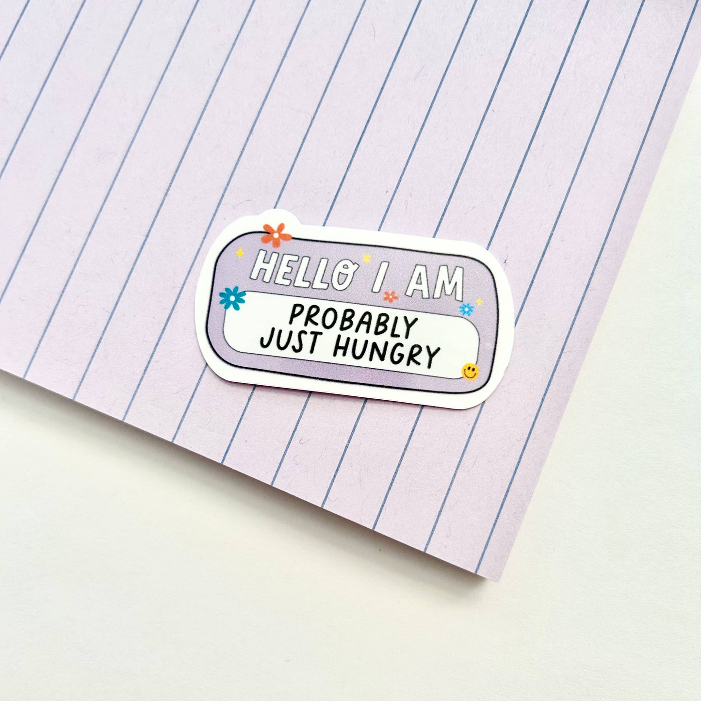 Hello: I'm Probably Just Hungry Sticker - Name Tag Stickers