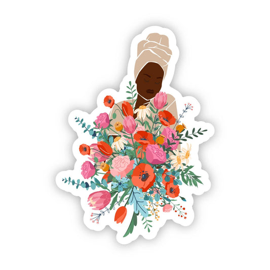Bloom | Black Woman Abundance Sticker | Flowers - S34 - Tuma's Books