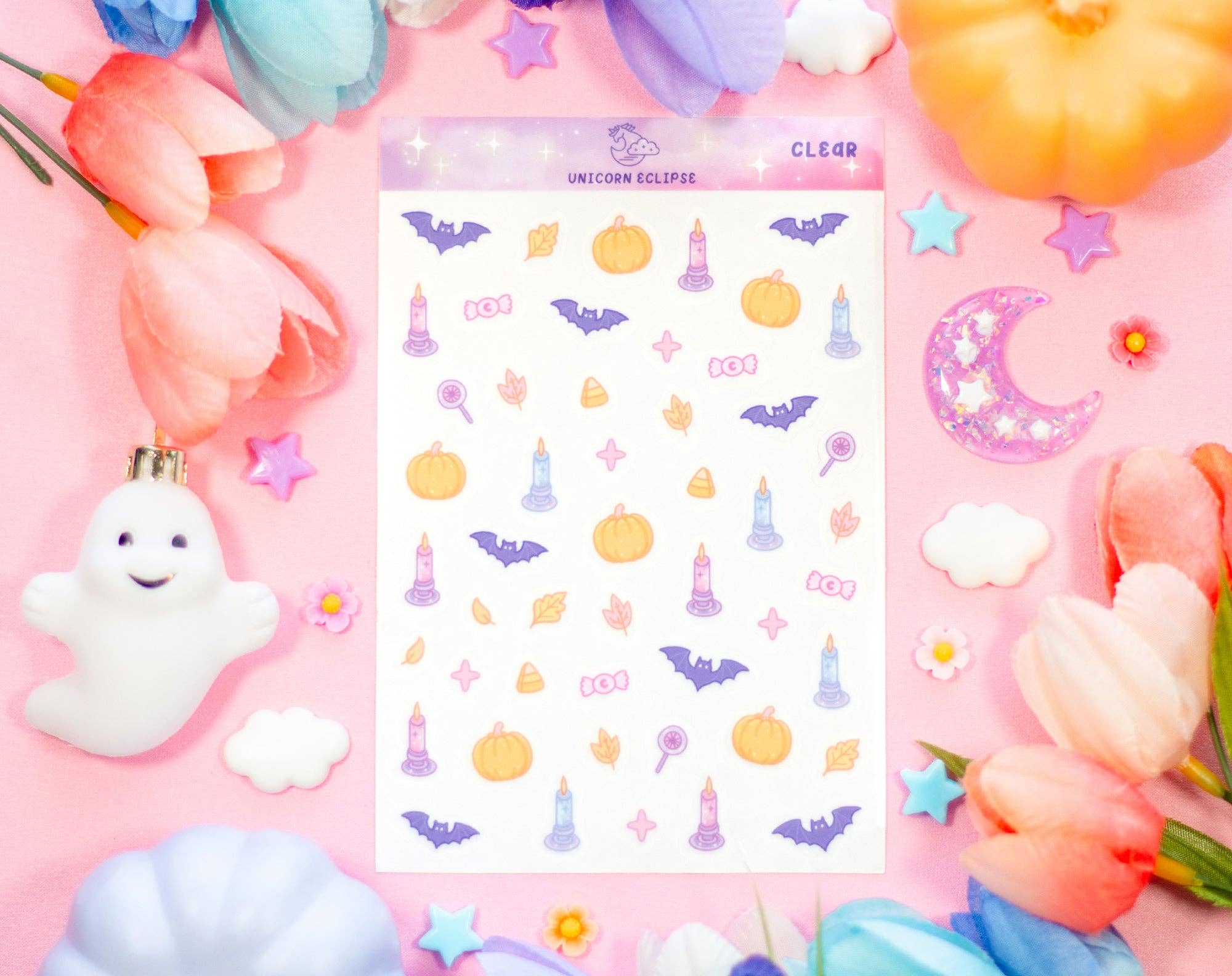 Boo Bash Clear Deco Sticker Sheet - Unicorn Eclipse – Tuma's Books