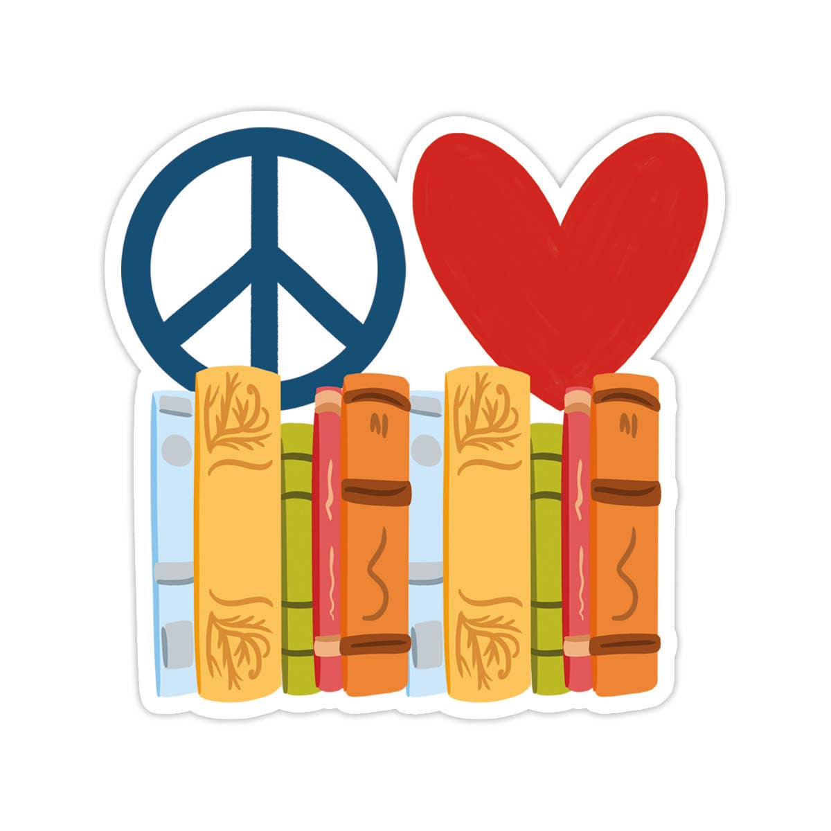 Peace Love Books Vinyl Sticker