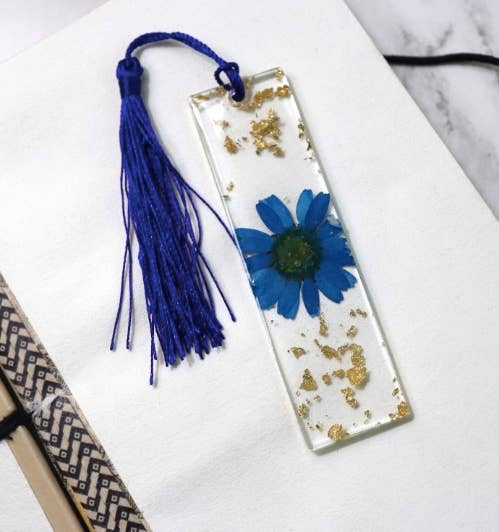 Mini Floral Resin Bookmark: Blue - Tuma's Books