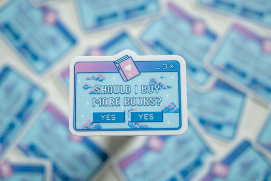 Should I Buy More Books Mini Vinyl Sticker - S38 - Tuma's Books