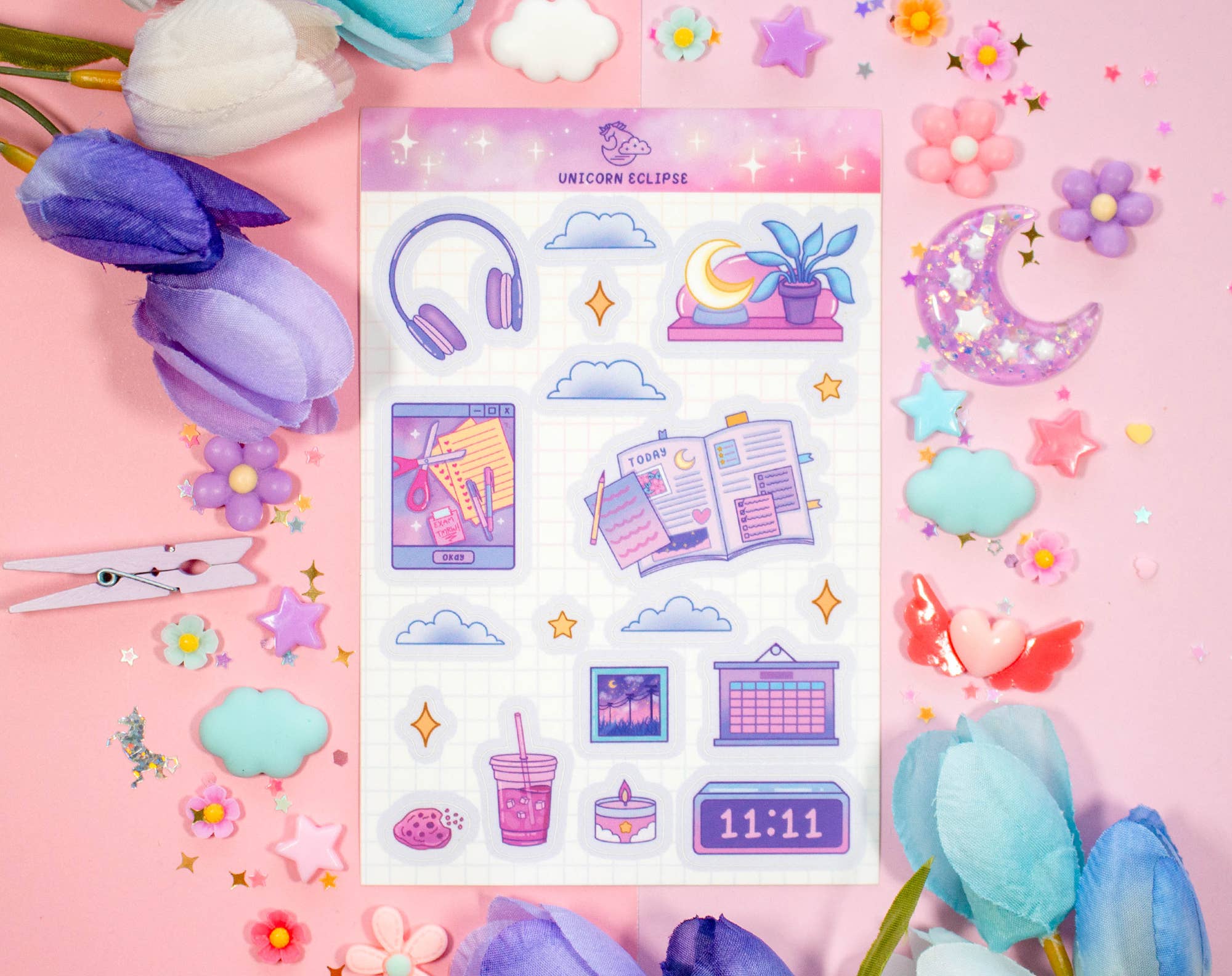Study Night Sticker Sheet - Unicorn Eclipse – Tuma's Books