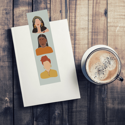 Three Beautiful Bohemian Women Laminated Bookmark (Green) - Zella & Co. - Tuma's Books