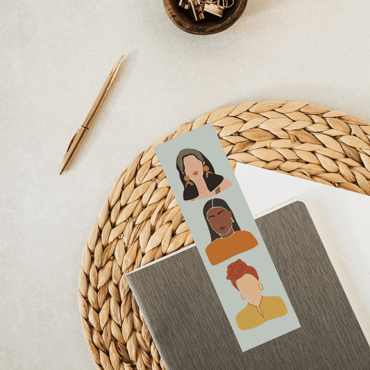 Three Beautiful Bohemian Women Laminated Bookmark (Green) - Zella & Co. - Tuma's Books