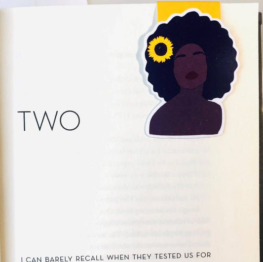 Black Woman Sunflower Magnetic Bookmark - Tuma's Books