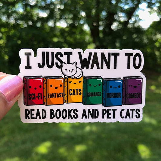 Books and Cats Sticker - Fishbiscuit Designs - Tuma's Books