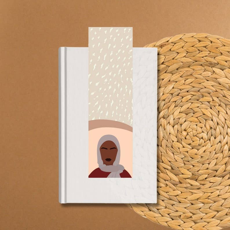 Laminated Abstract Muslim Woman Bookmark - Tuma's Books