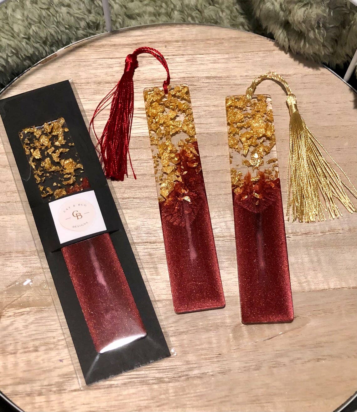 Red and Gold Resin Bookmark: Gold - Tuma's Books